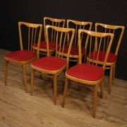 Italian Design Chairs In Exotic Wood And Faux Leather From 60s