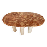 Pink marble and concrete coffee table