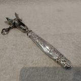 Silver-plated metal leg of lamb handle in art nouveau style