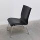 Unique black leather & steel modernist lounge chair, 1960s