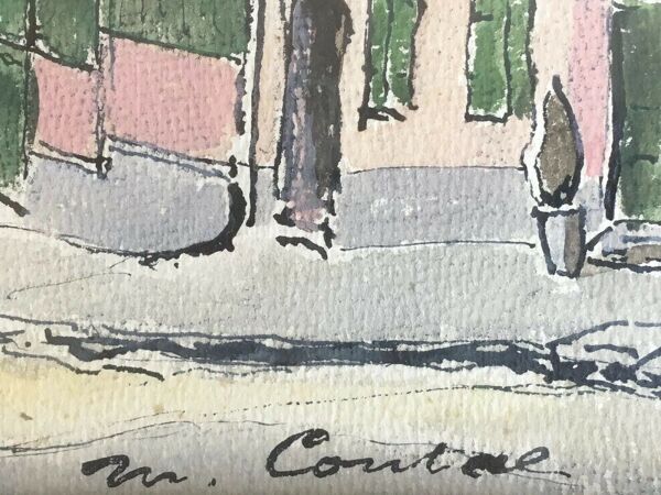 Tableau peinture signée Paris 18ème arrondissement Rue Caulaincourt Maisons Sacré-Coeur XX ème