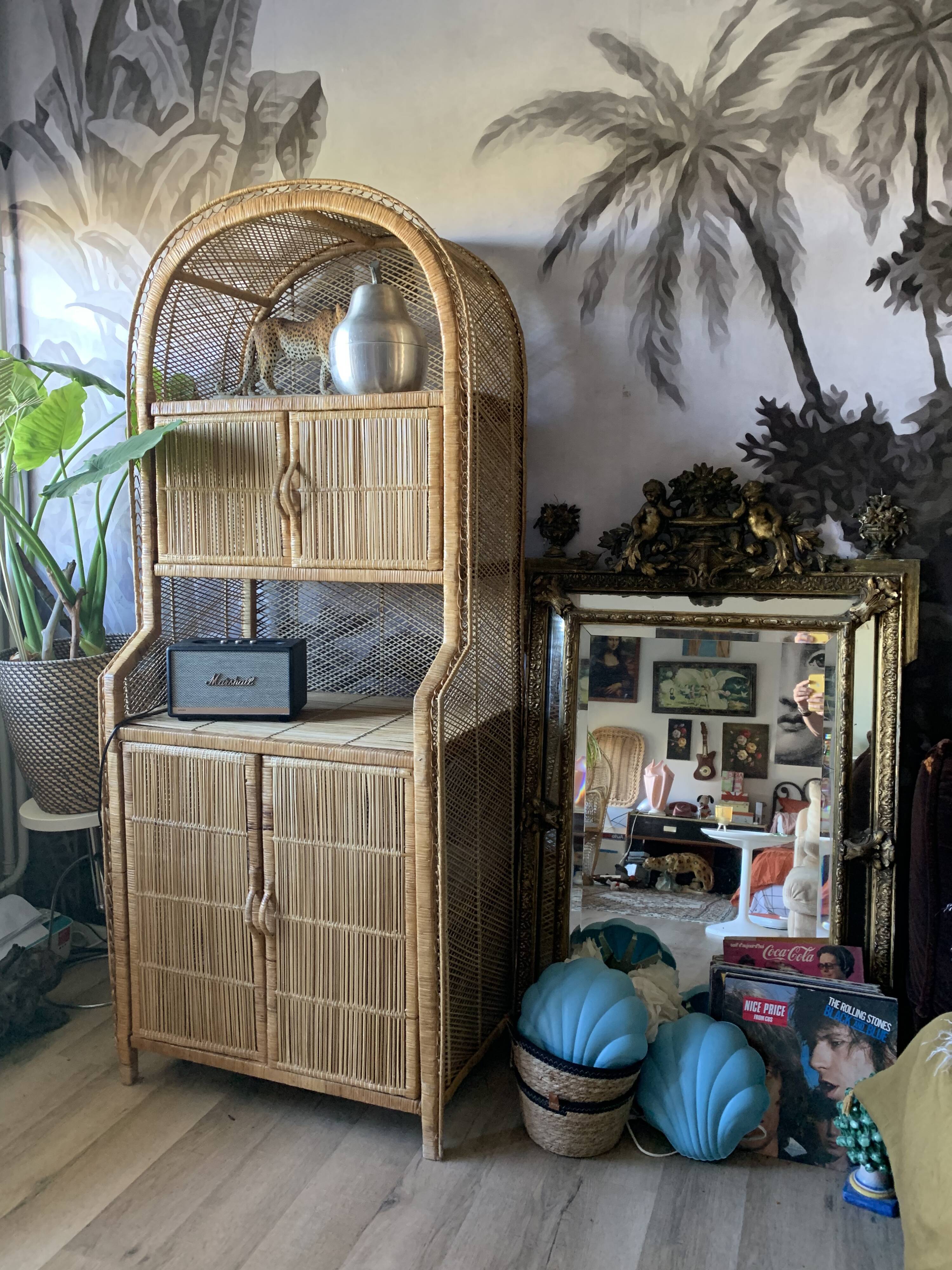 Vintage rattan bookcase