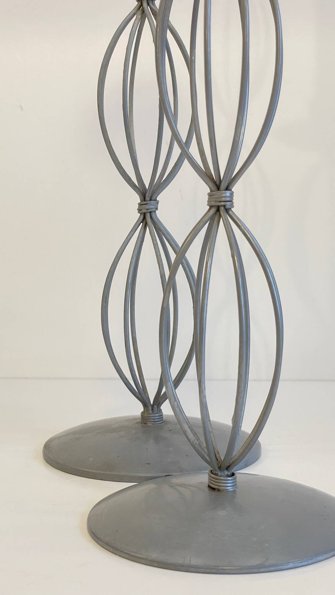 Geometric METAL CANDLE HOLDERS Patinated Gray
