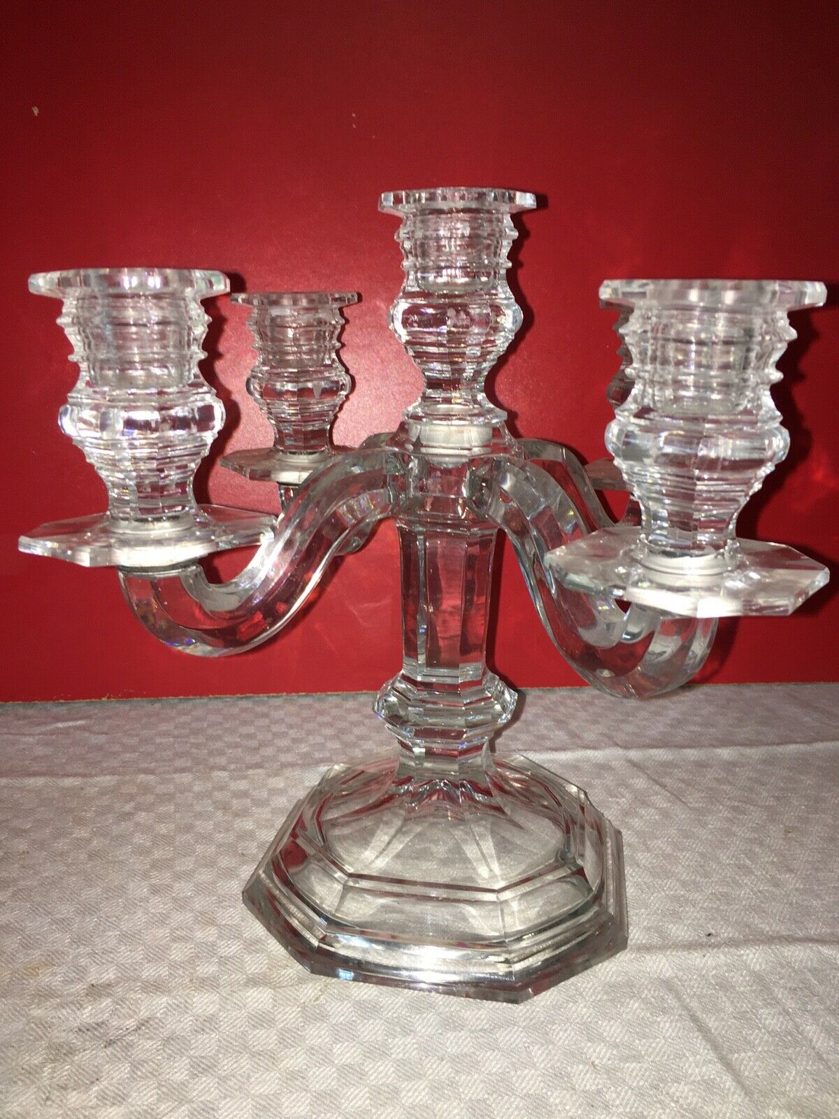 Pair candelabra crystal candlestick Baccarat regency model 5 lights