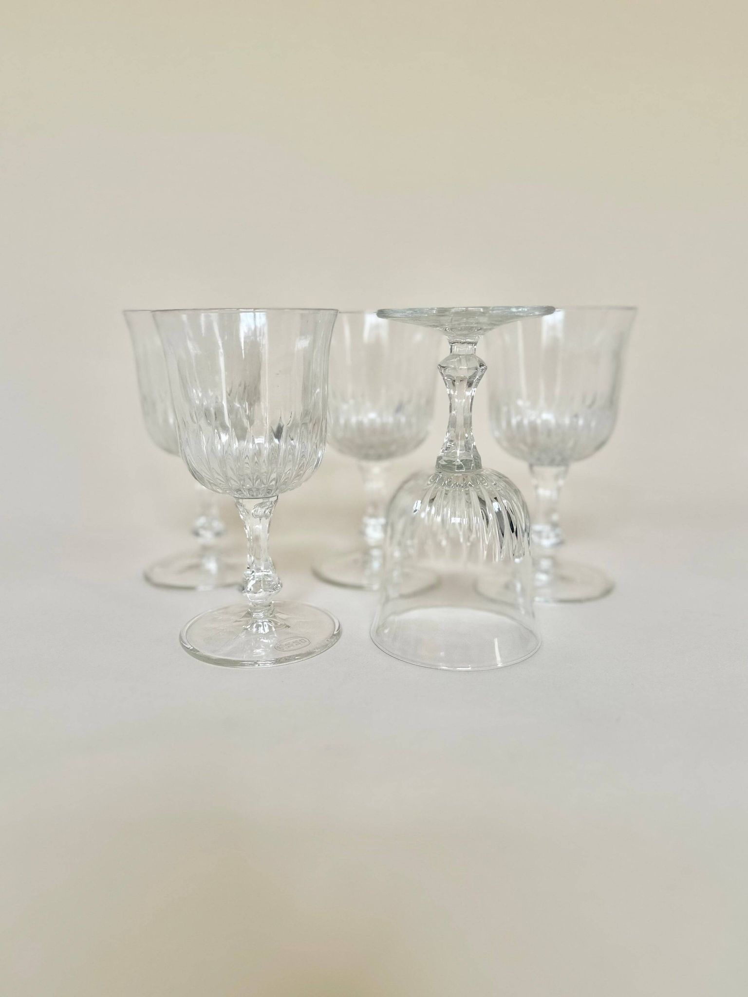 Set of five wine glasses