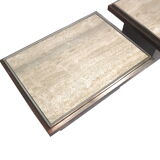 Set of 2 coffee tables from Belgo Chrom with travertine top made in the 1970s
