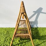 Vintage 1950s rattan magazine rack.