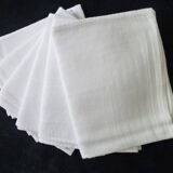 6 Serviettes de table en coton damassé blanc  52 x 57 cm