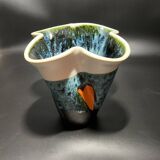 Vase en céramique émaillé signé Elchinger 1950