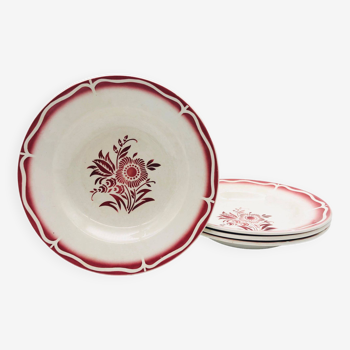 4 Sarreguemines soup plates, Ala model.