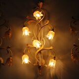 Set of 10 Wall Lights from colored hand crafted iron and Murano glass