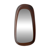 Miroir vintage scandinave avec cadre incurvé en acajou