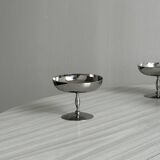 6 matte stainless steel footed bowls