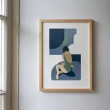Peinture originale - blue moon - encadré - signé ackeogh