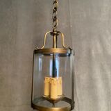 Brass vestibule lantern chandelier and glass cylinder