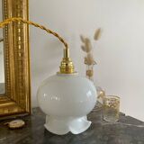 Walking lamp with vintage opaline globe
