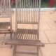2 old teak chairs. Brand plate.