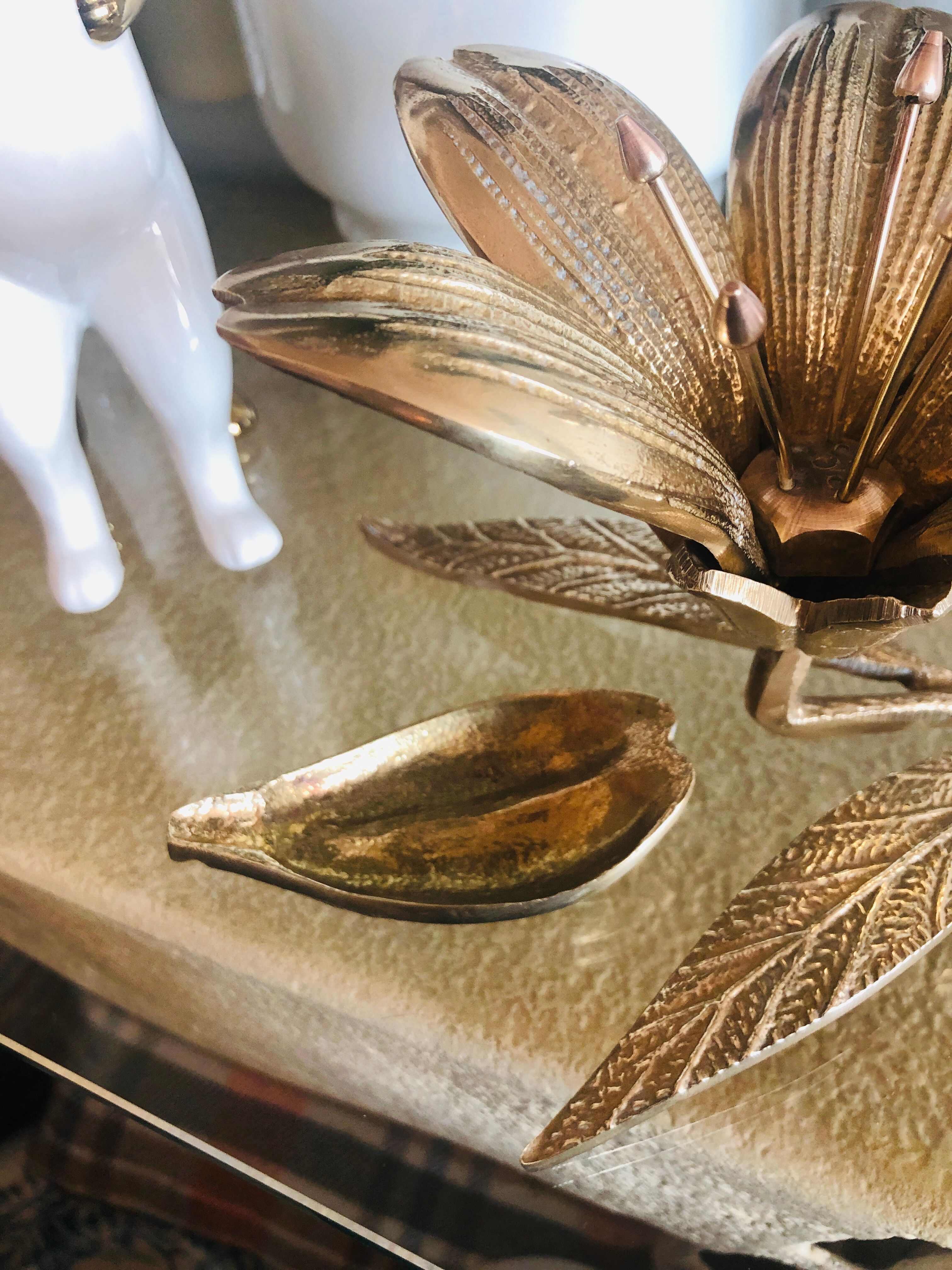 Golden brass flower ashtray