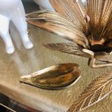 Golden brass flower ashtray