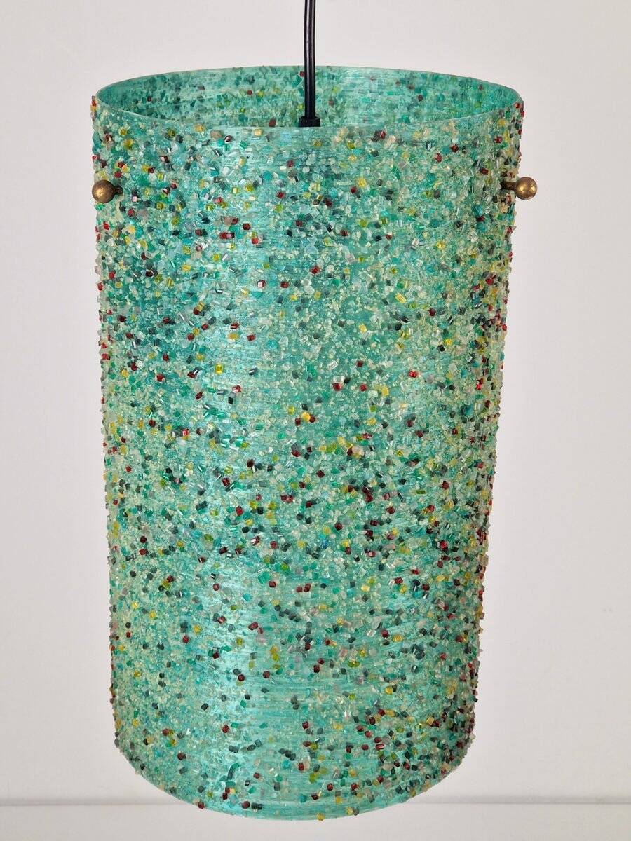 Green Polyester Sugar Tube Pendant Lamp by John and Sylvia Reid for Rotaflex, 1960s