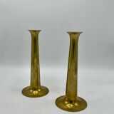 Paire de bougeoirs scandinaves en laiton, Danemark 1960's