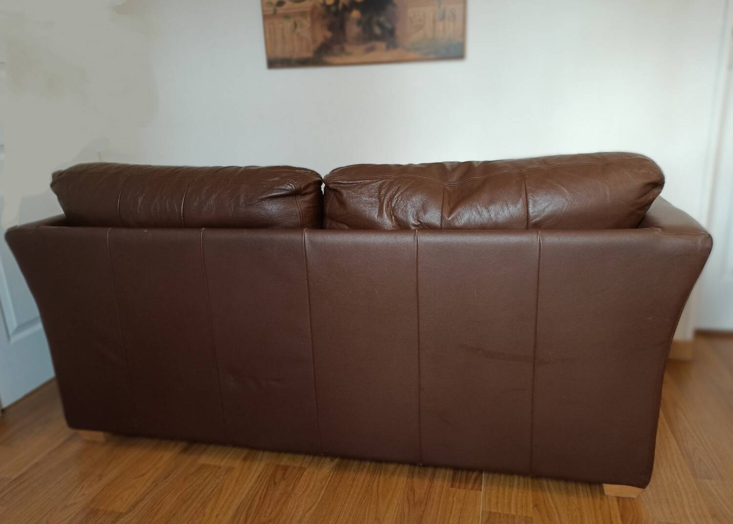 Brown leather sofa