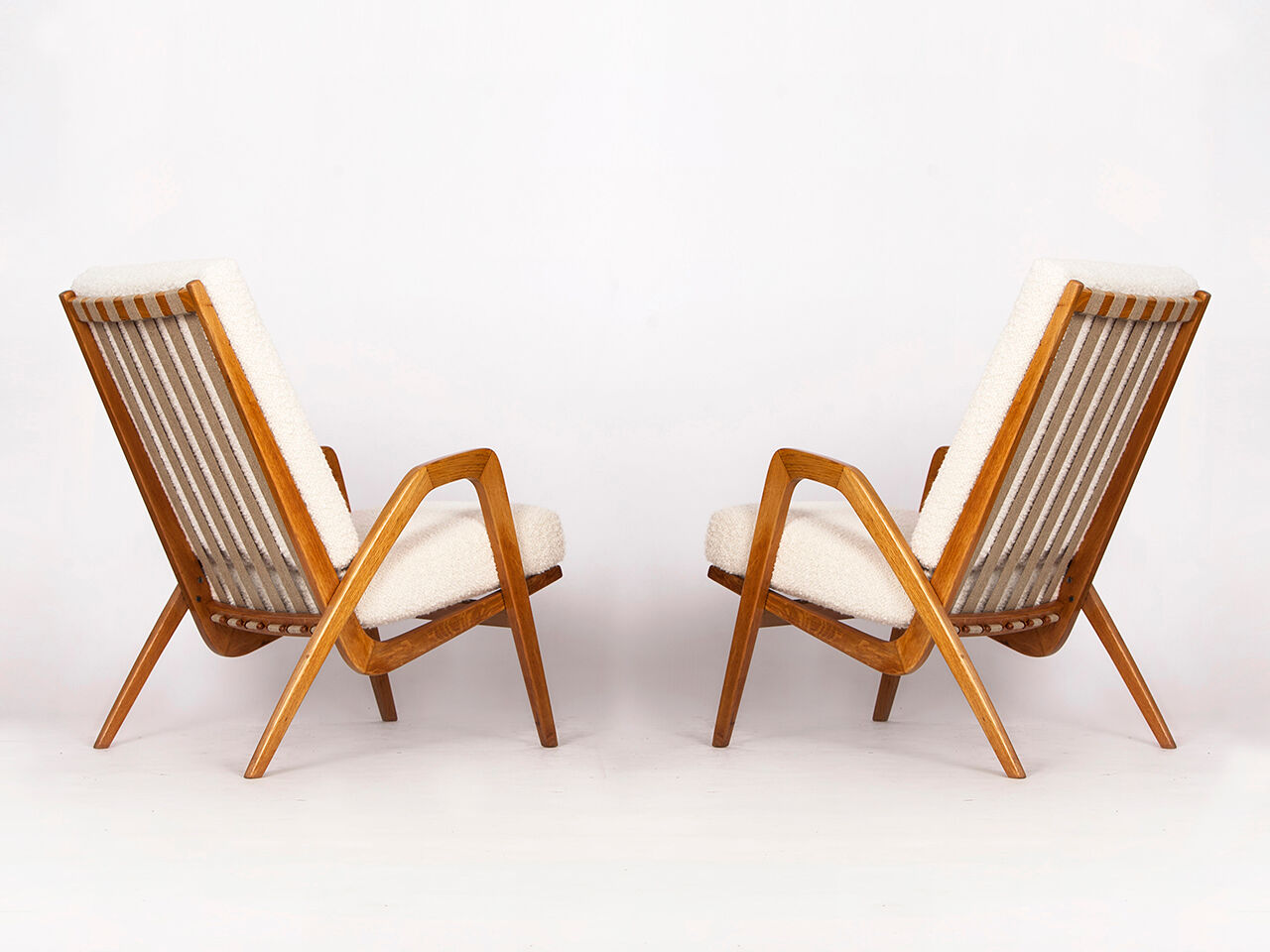 Midcentury Boucle Armchairs by Jan Vanek for ULUV, 1960s, Set of Two