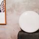 Large Italian glossy white acrylic minimalist pill flush mount ceiling fixture lamp. 1960s
