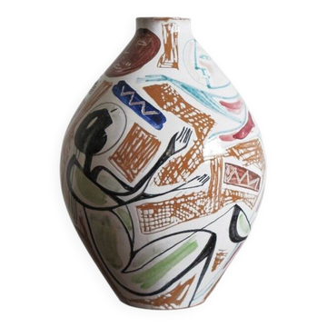 Vase en céramique italienne par Elio Schiavon, années 50