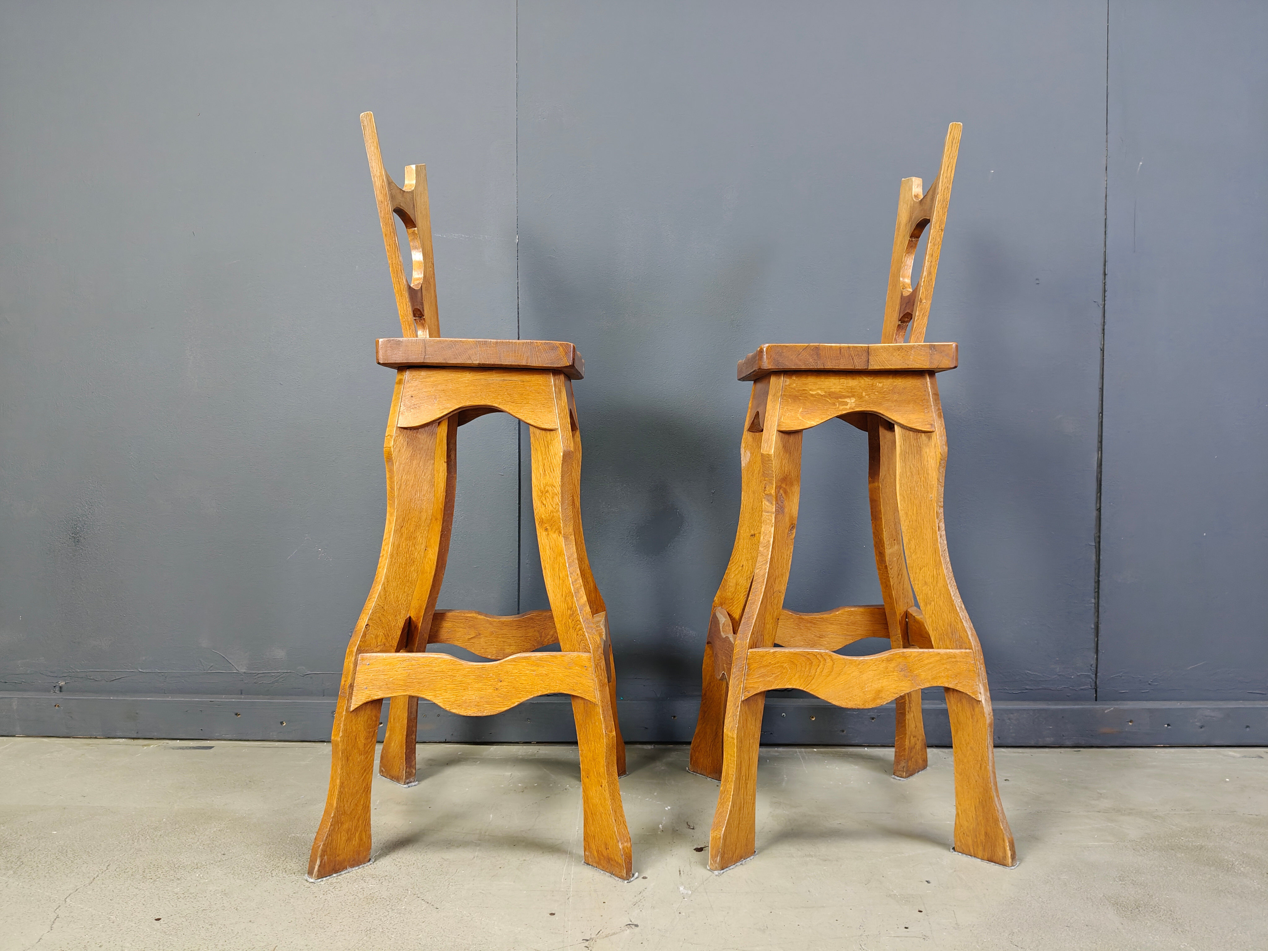 Vintage brutalist bar stools, set of 4 - 1960s