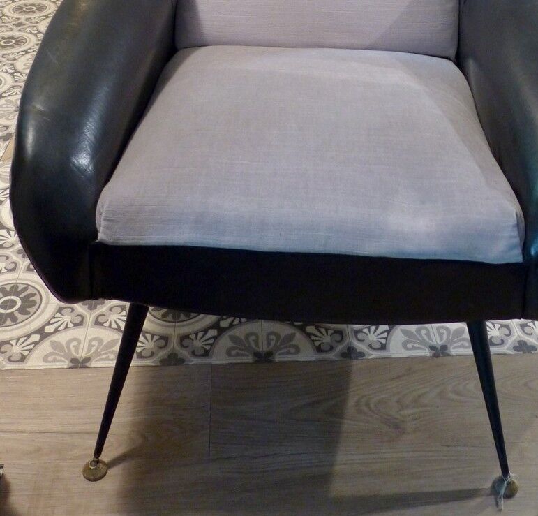Vintage 50/60s chair leather and fabrics
