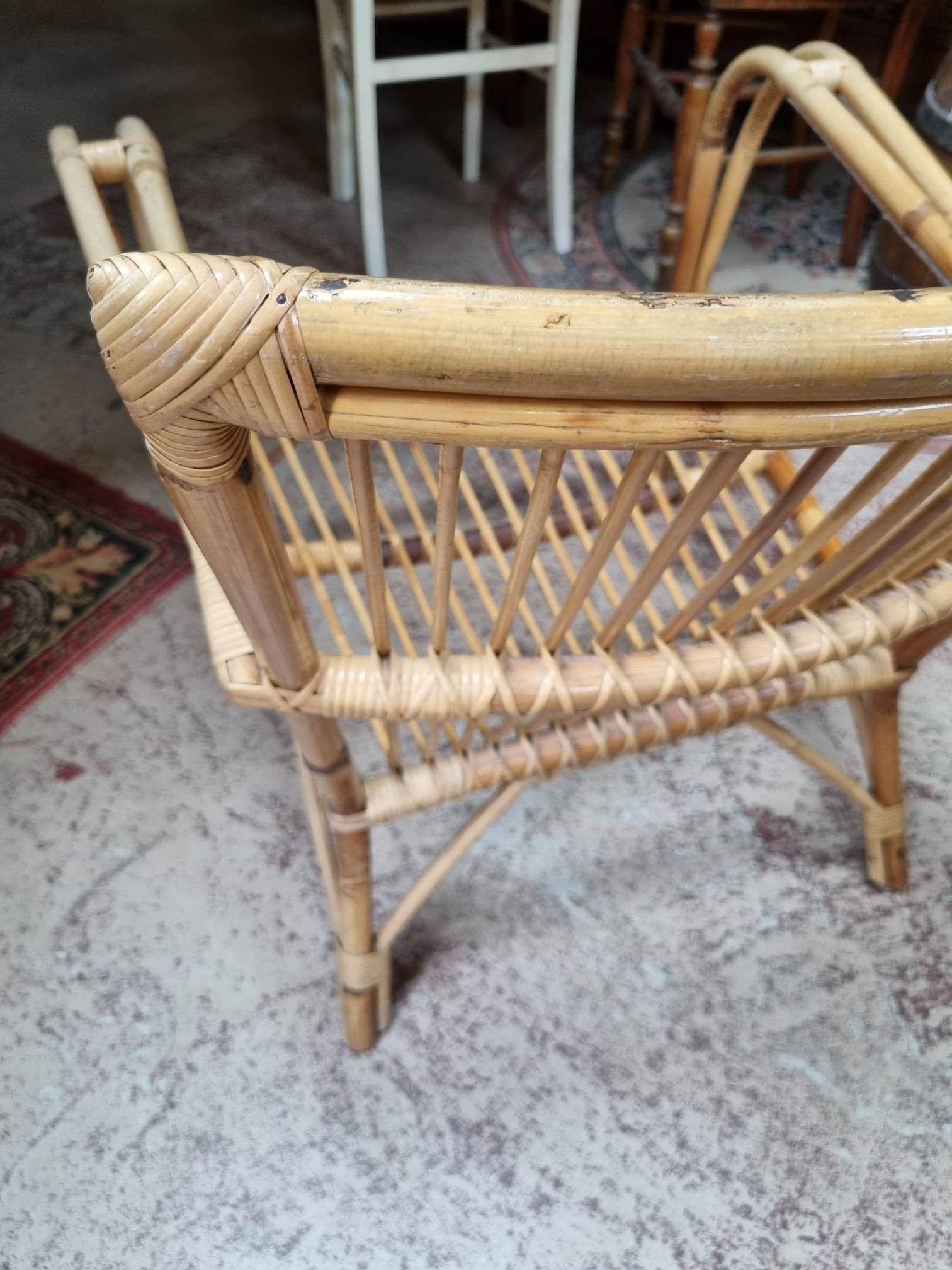 Antique rattan armchair