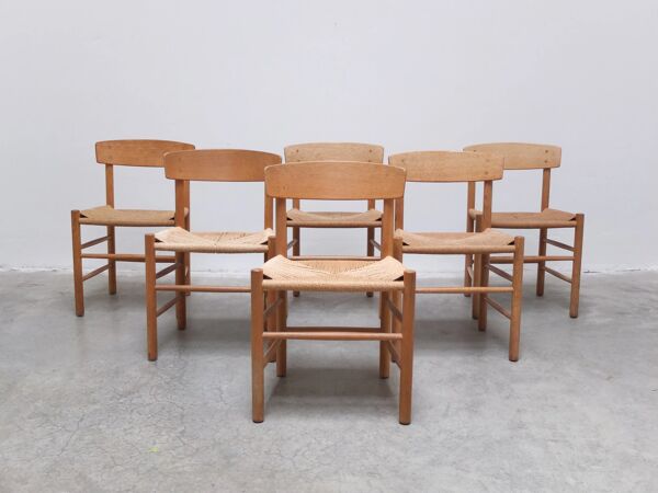 Ensemble précoce de 6 chaises de salle à manger 'J39' par Børge Mogensen pour FDB Møbler, 1947