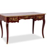Louis XV style bureau plat with lake scene decoration. Circa 1800.