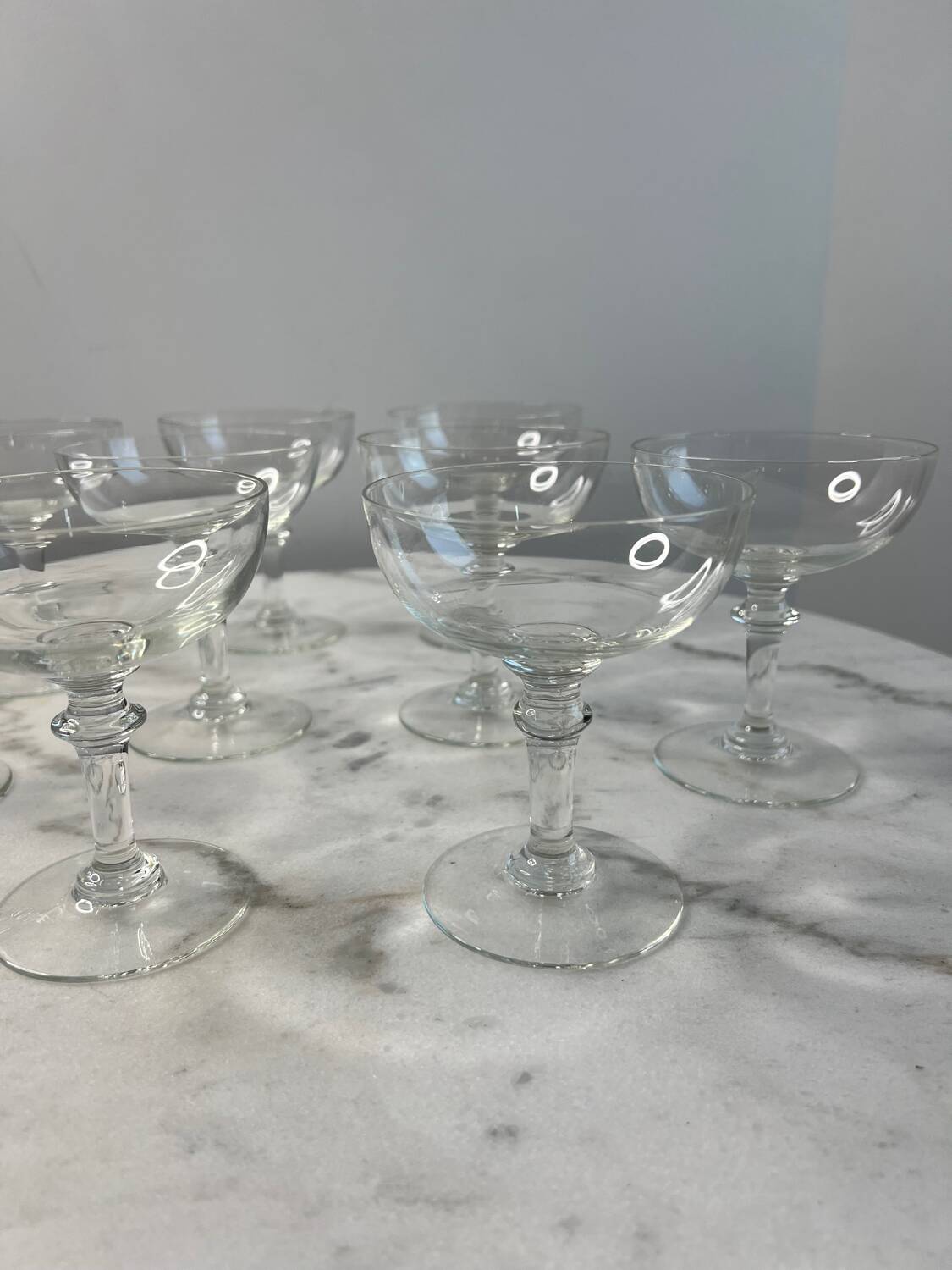 Set of 9 stemmed glasses