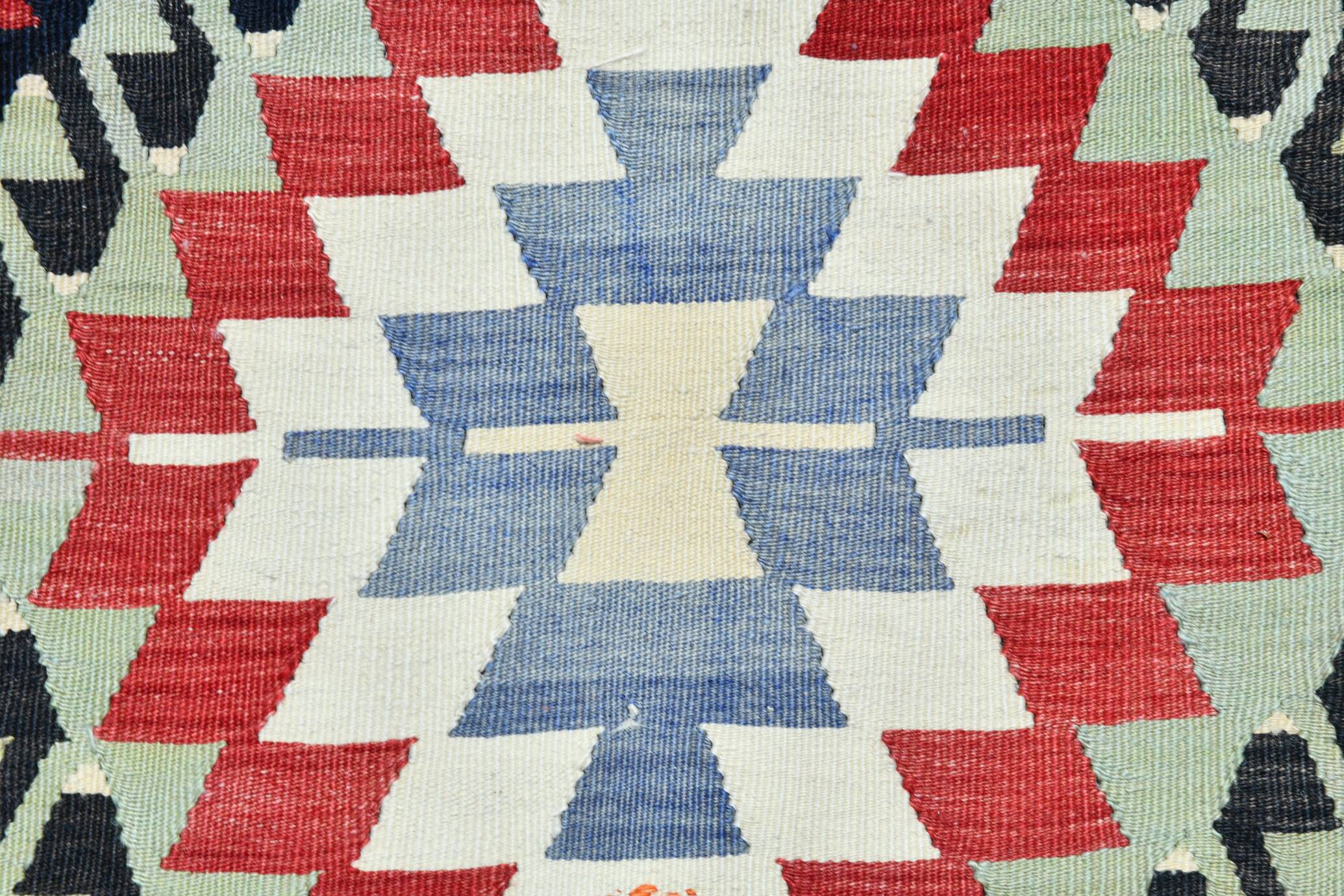 Kilim Long Wide Multicolor Geometric Stlye Vintage Kilim Rug, 199x320 Cm