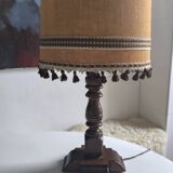 1950s turned wood table lamp