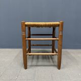 Set of Dutch beechwood stools with rush seat