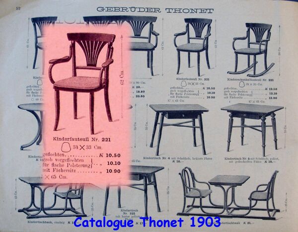 Fauteuil pour enfant THONET N°221 , 1900, cannage neuf