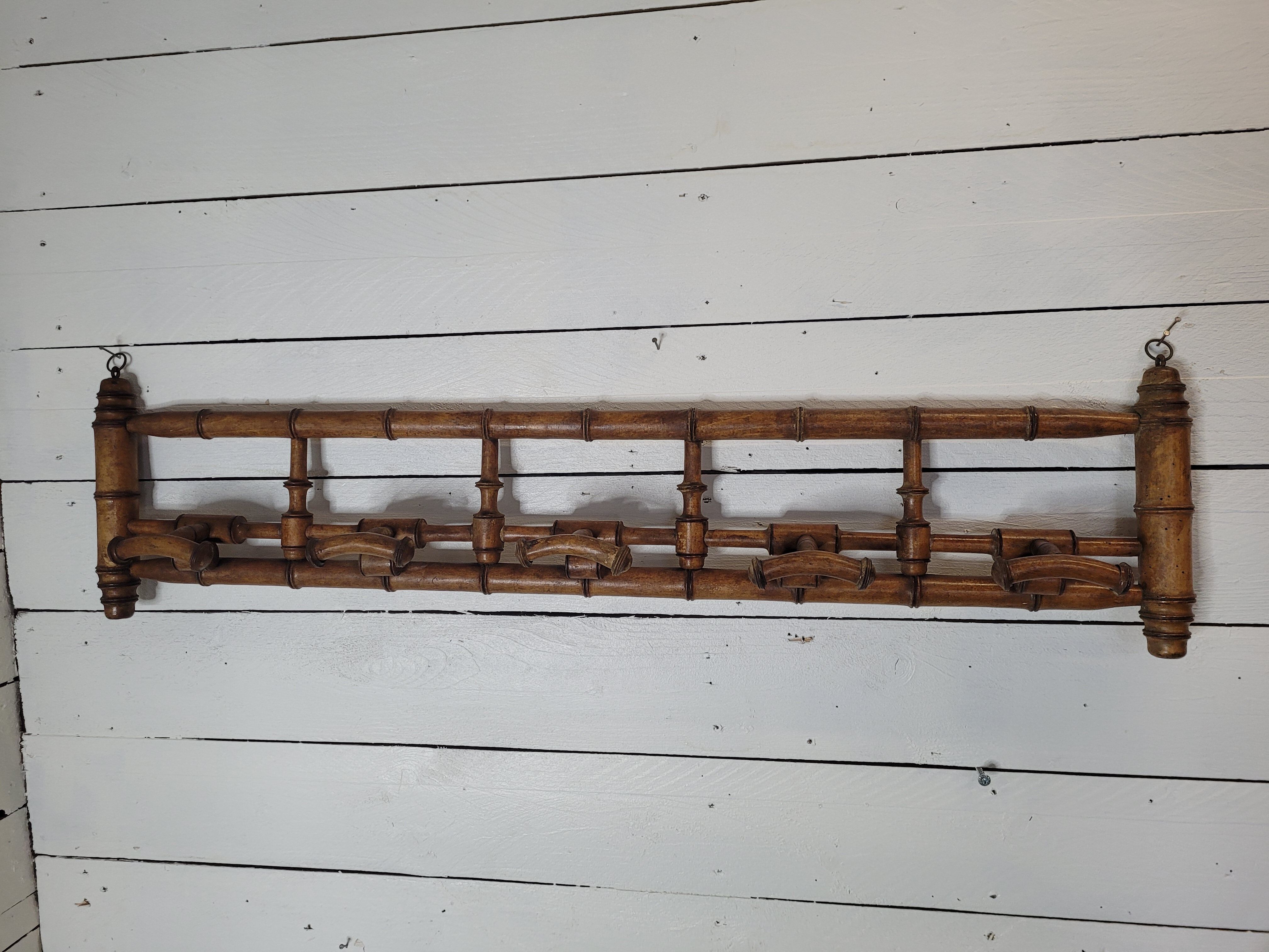 Coat rack wood bamboo 5 hooks, 106cms of L
