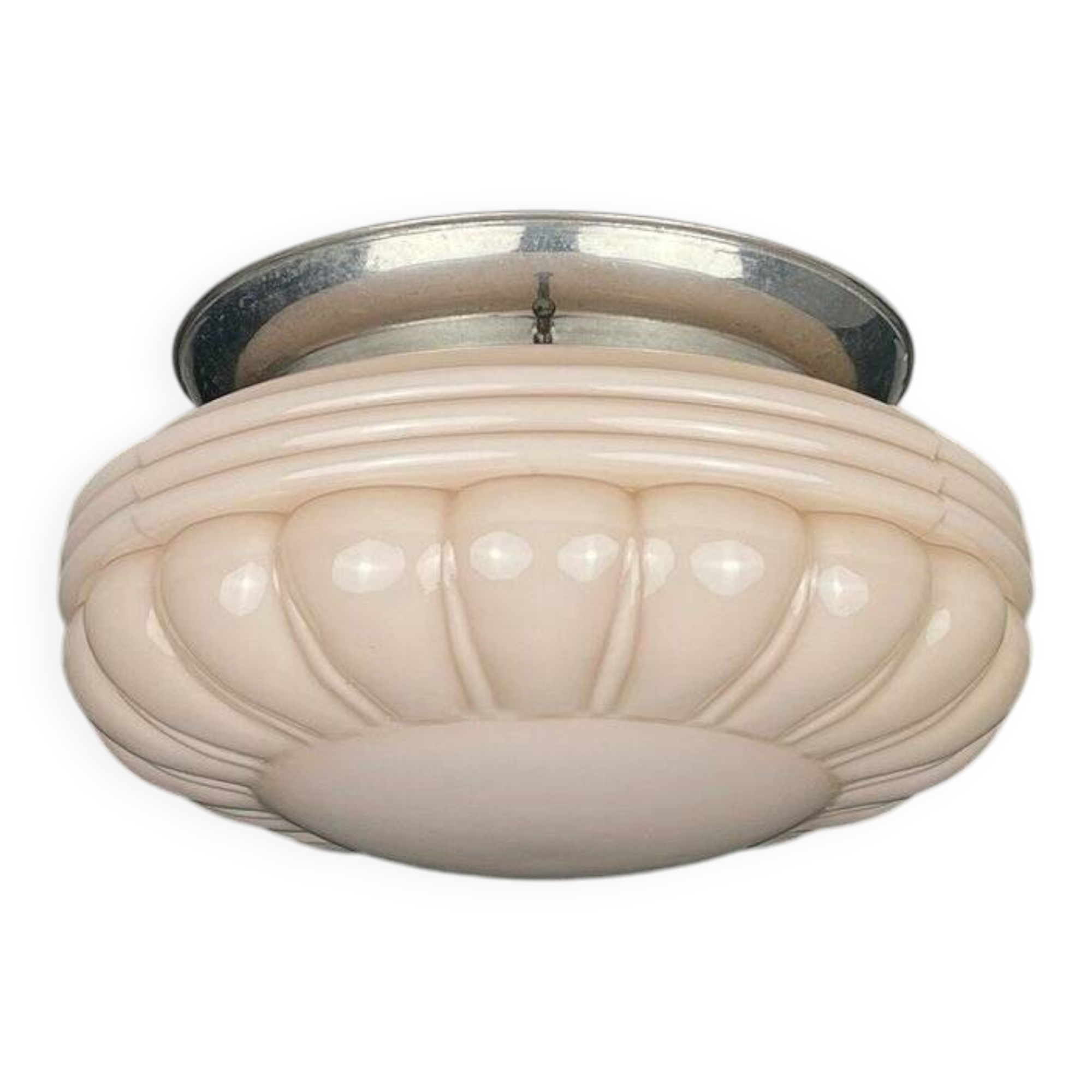 Vintage Pink Glass Ceiling Lamp, 1950s