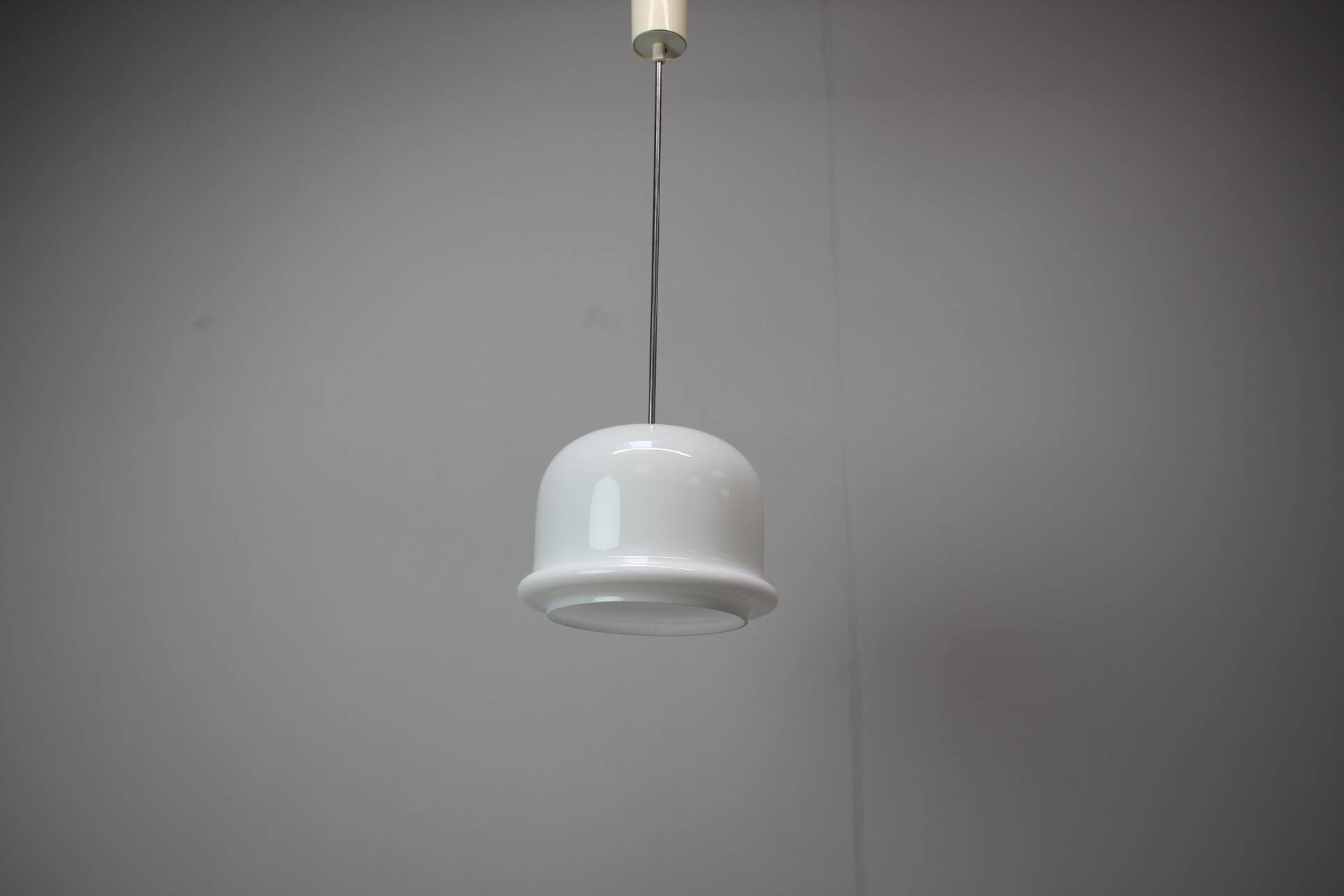 Large vintage opaline glass pendant lamp, Prague, Czechoslovakia, late 1970s.