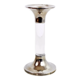 Candle holder in silver metal and lucite