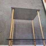 Smoked glass side table or pedestal table from the 70s