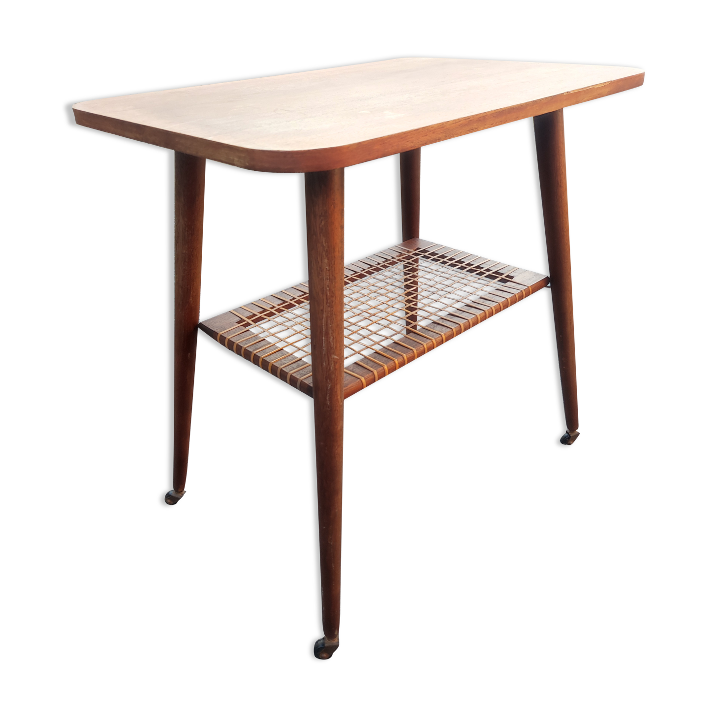 Dessert table with wheels legs compass vintage Scandinavian design