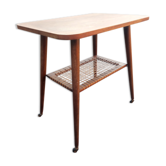 Table desserte à roulettes pieds compas design scandinave vintage