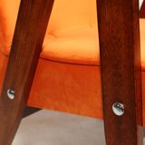 Scandinavian orange velvet armchair by Chierowski, 1962