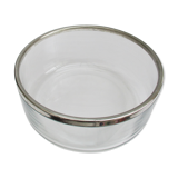 Glass bowl silver metal edge