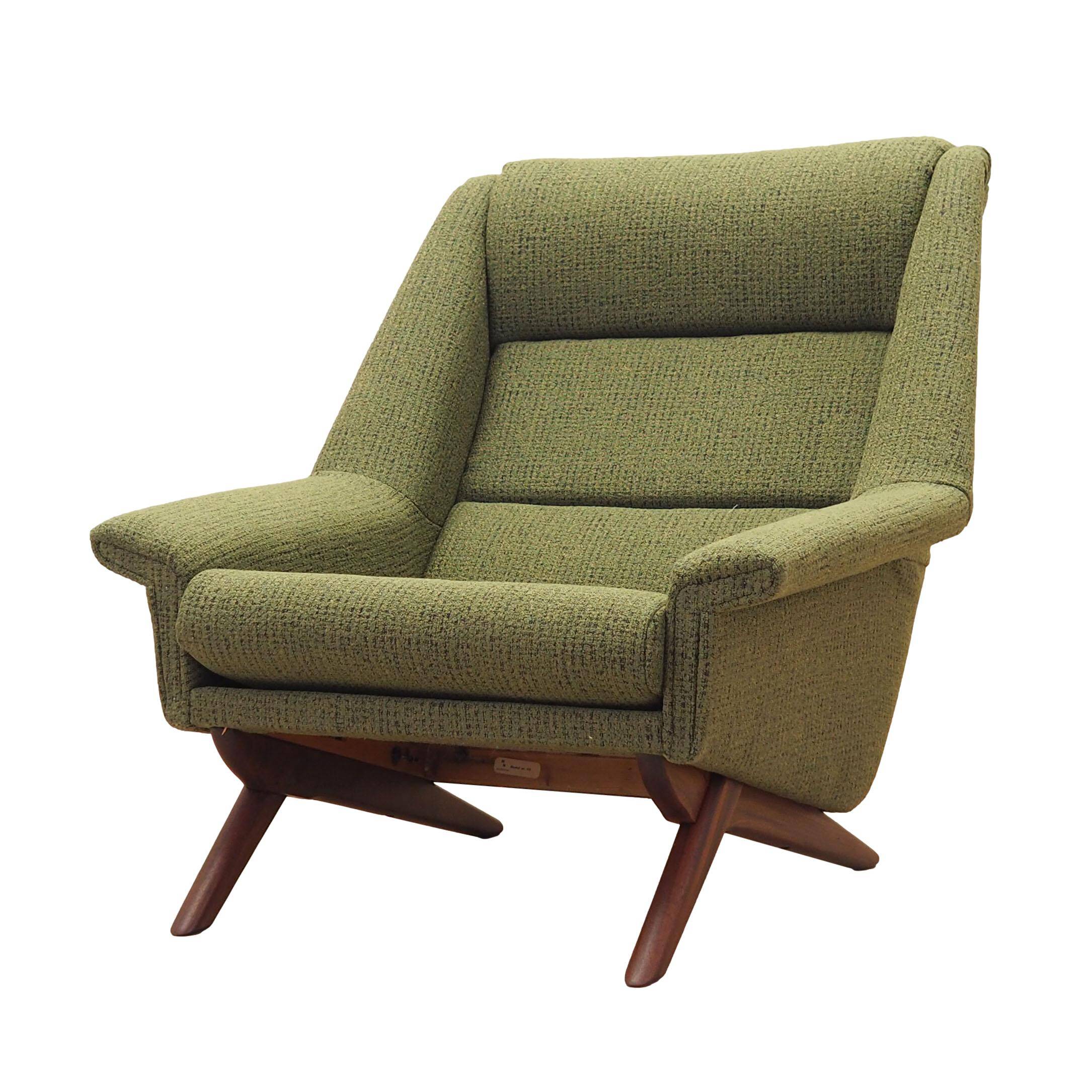 Green armchair, Danish design, 1970s, manufactured by Horsens Møbelfabrik