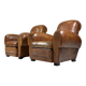 Chaises de club en cuir antiques 1930-1940